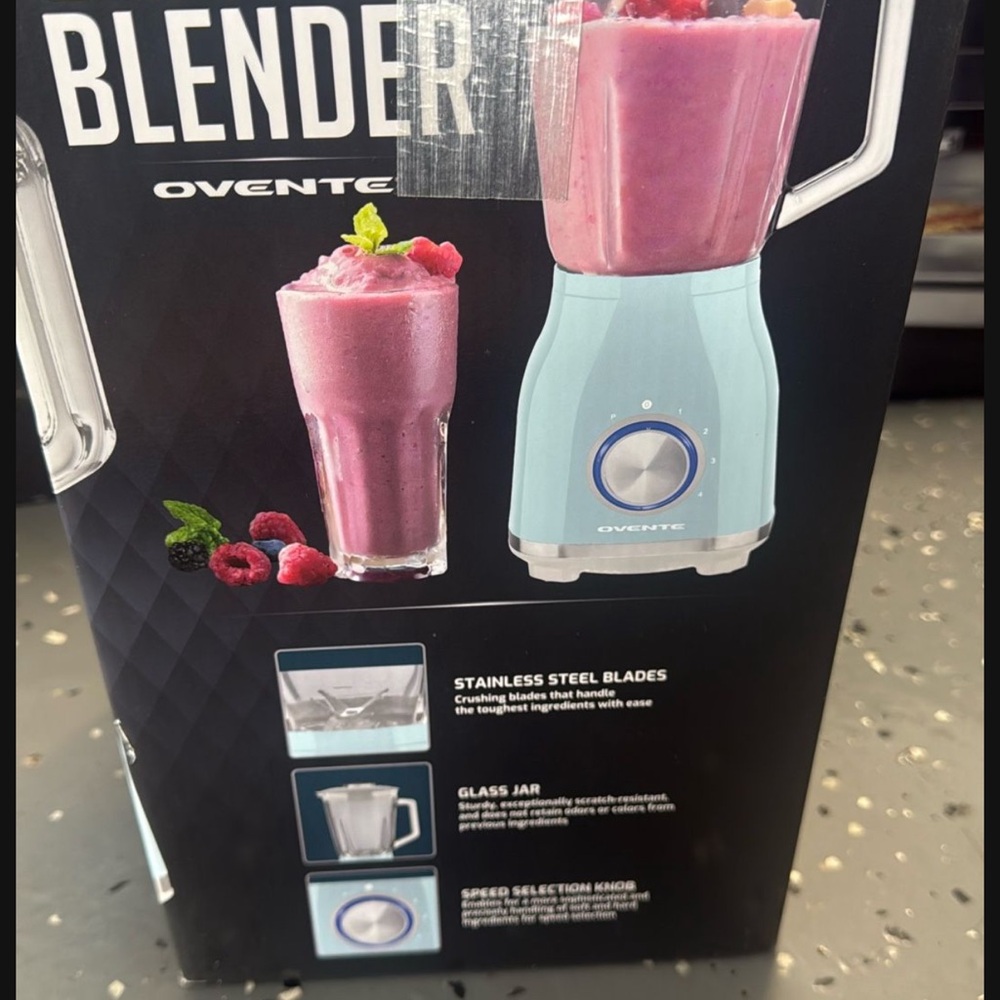 Ovente Blue Blender with Stainless Steel Blades